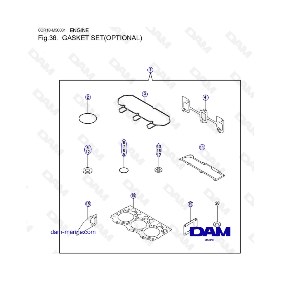 Yanmar 3YM30 - GASKET SET