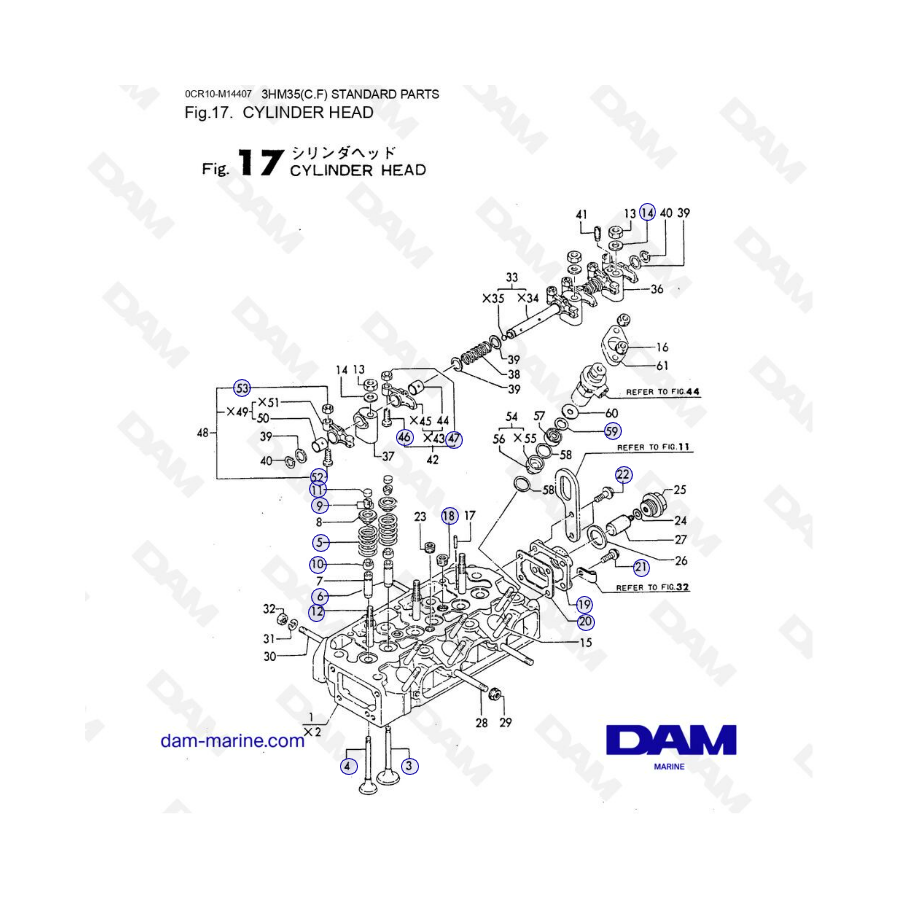 Yanmar 3HM35 - CYLINDER HEAD