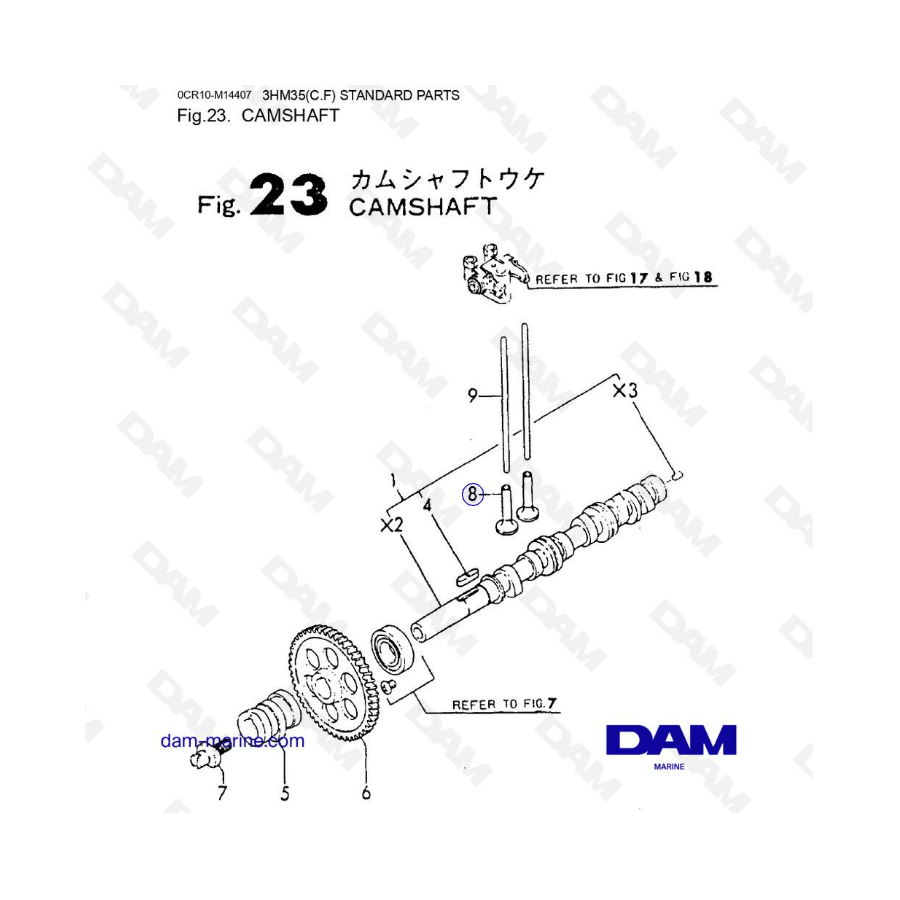 Yanmar 3HM35 - ÁRBOL DE LEVAS