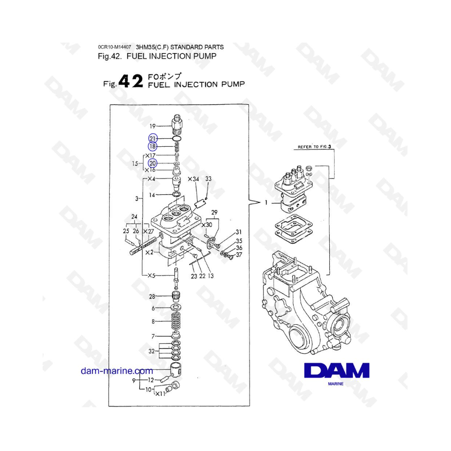 Yanmar 3HM35 - BOMBA DE INYECCIÓN DE COMBUSTIBLE