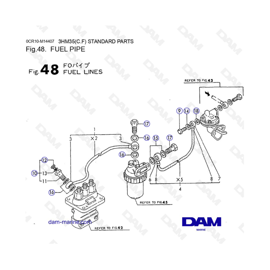 Yanmar 3HM35 - FUEL PIPE