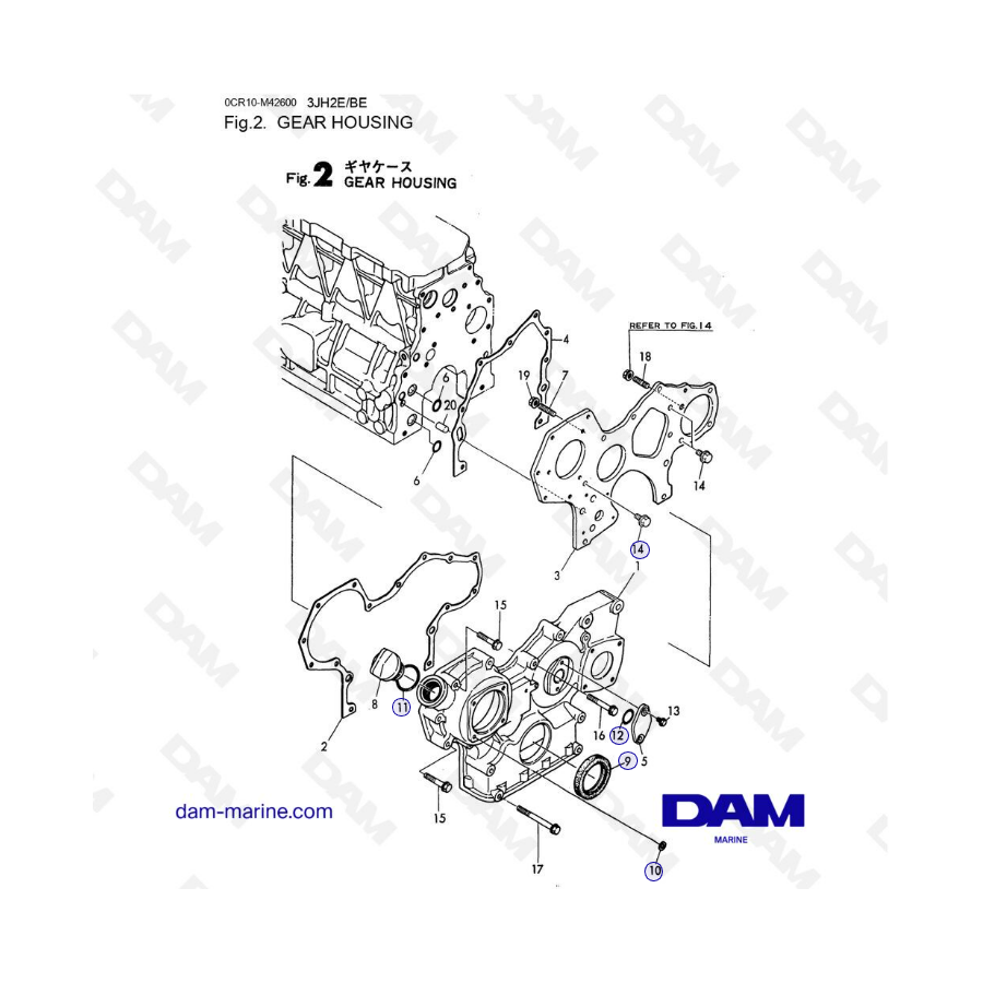 Yanmar 3JH2E - CAJA DE ENGRANAJES