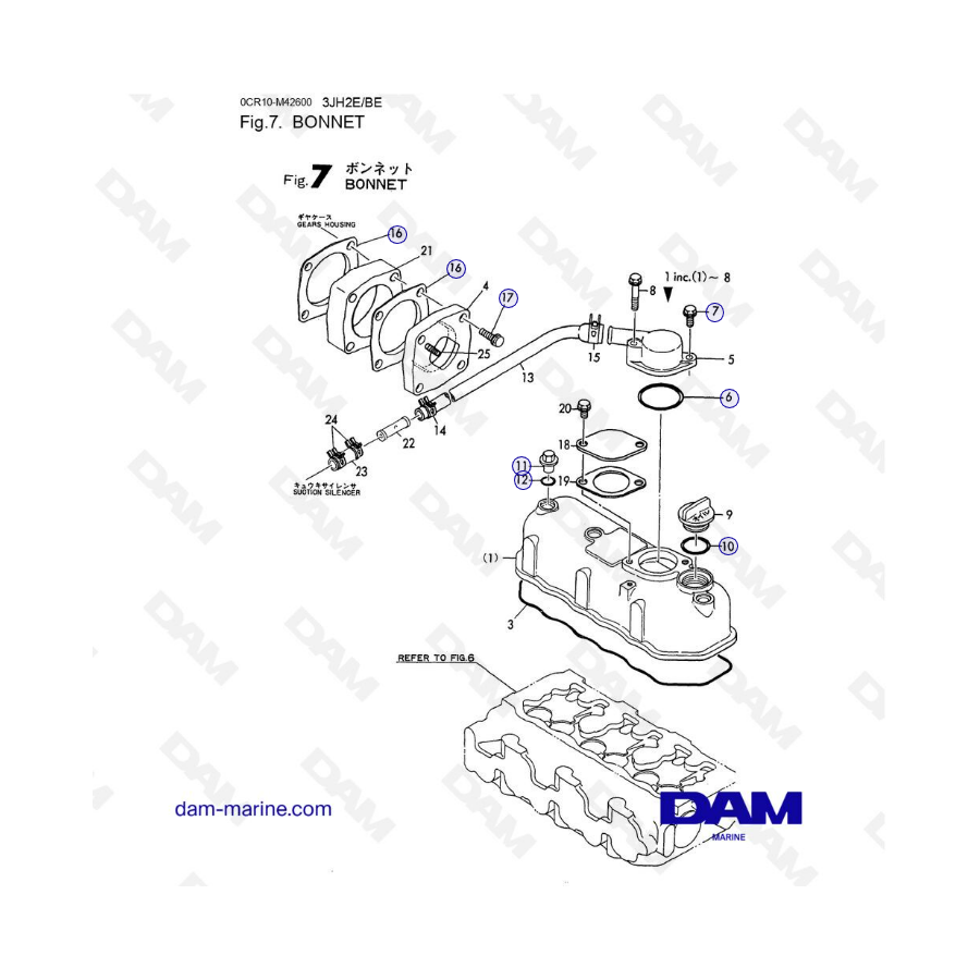 Yanmar 3JH2E - BONNET