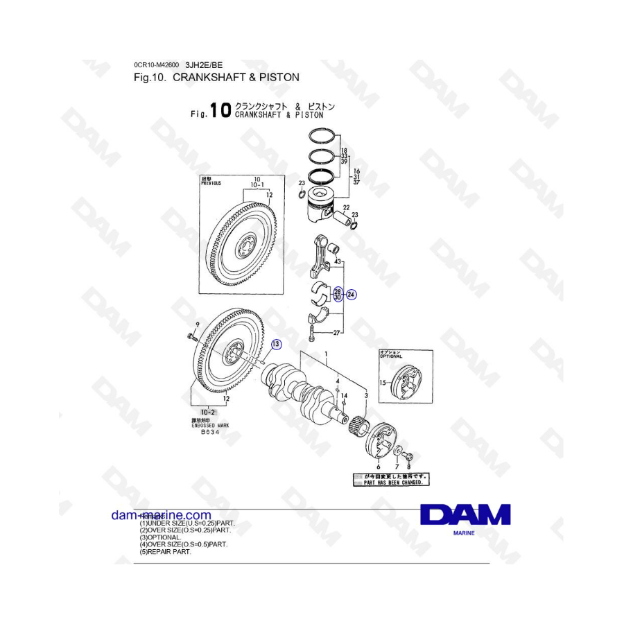 Yanmar 3JH2E - CIGÜEÑAL Y PISTÓN