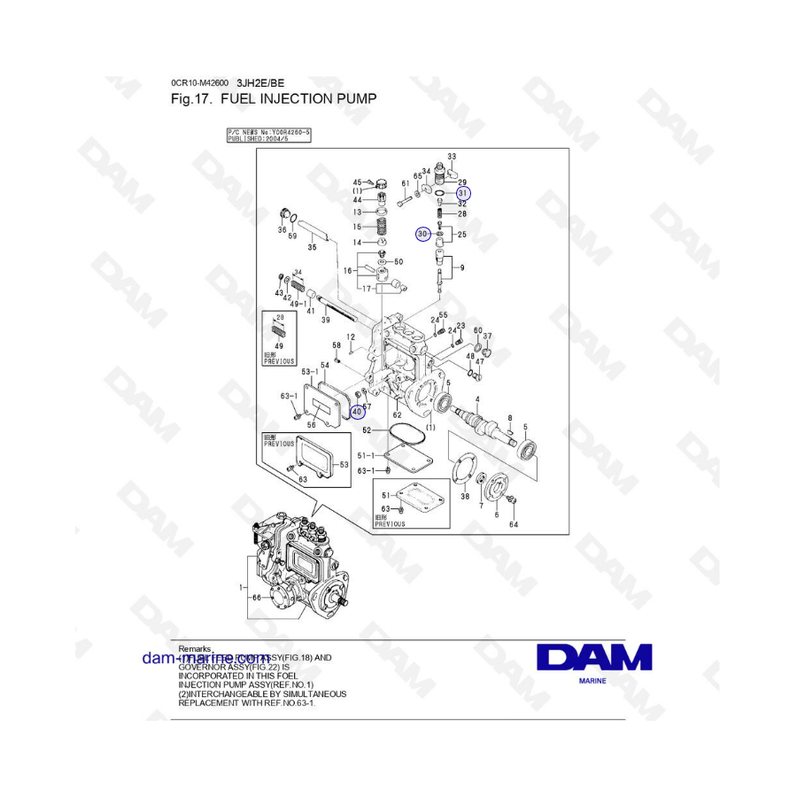 Yanmar 3JH2E - BOMBA DE INYECCIÓN DE COMBUSTIBLE