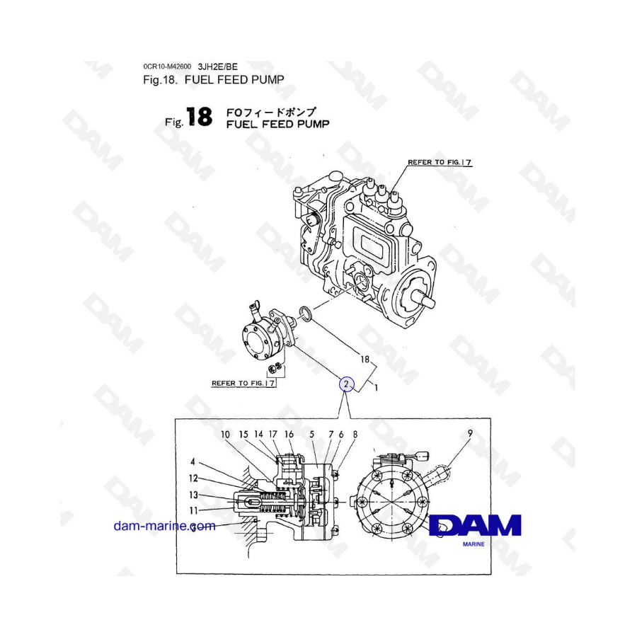 Yanmar 3JH2E - BOMBA DE ALIMENTACION DE COMBUSTIBLE