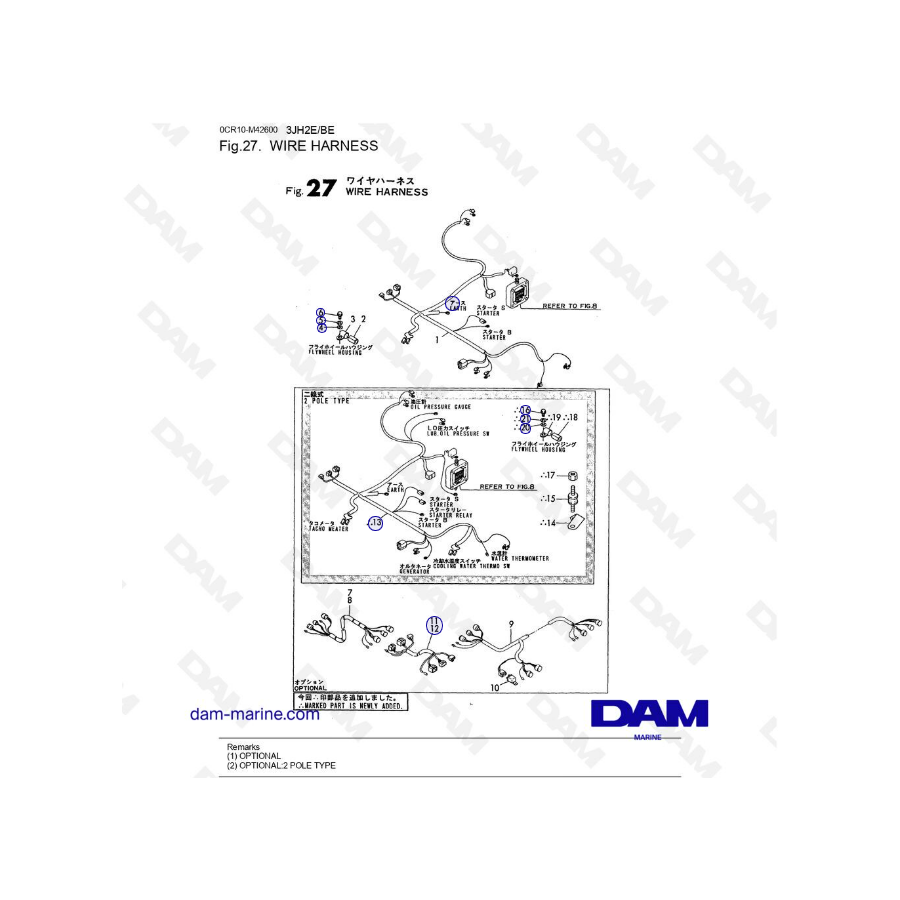 Yanmar 3JH2E - MAZO DE CABLES