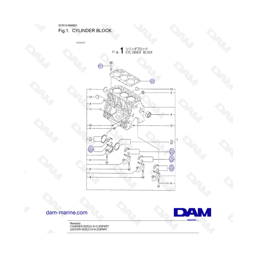 Yanmar 3JH3 - BLOQUE DE CILINDROS