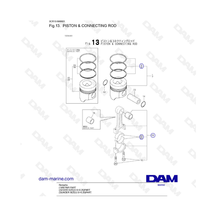 Yanmar 3JH3 - PISTON & CONNECTING ROD