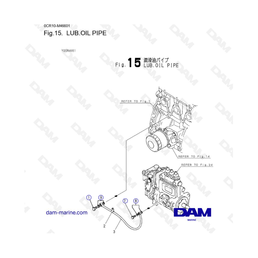 Yanmar 3JH3 - LUB. OIL PIPE