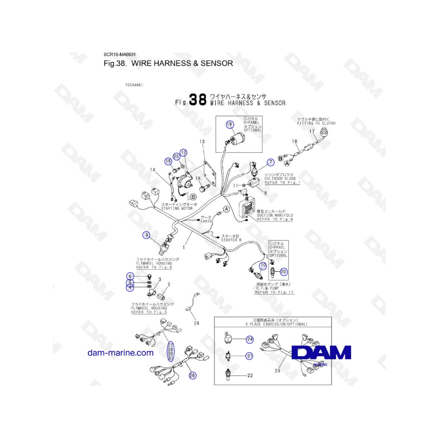 Yanmar 3JH3 - MAZO DE CABLES Y SENSOR