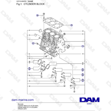 Yanmar 3JH4E - BLOQUE DE CILINDROS