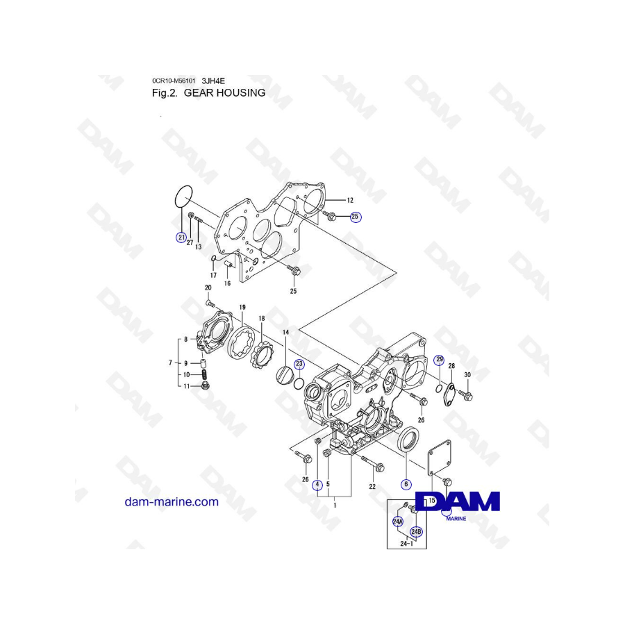 Yanmar 3JH4E - CAJA DE ENGRANAJES