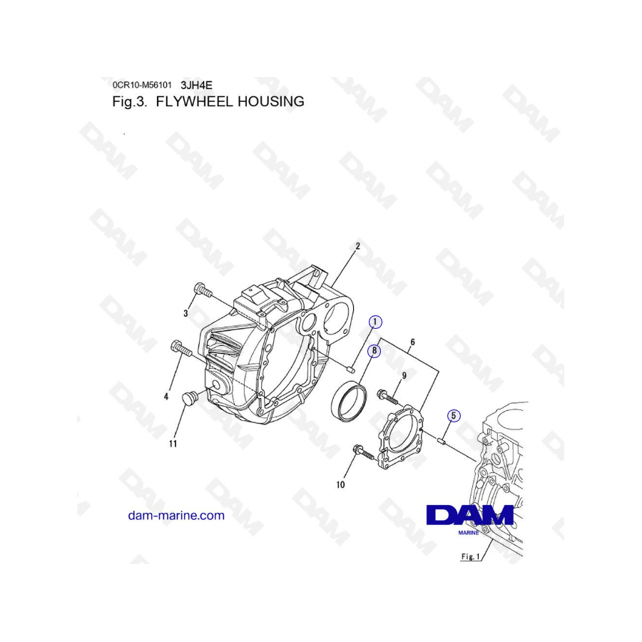 Yanmar 3JH4E - CARCASA VOLANTE