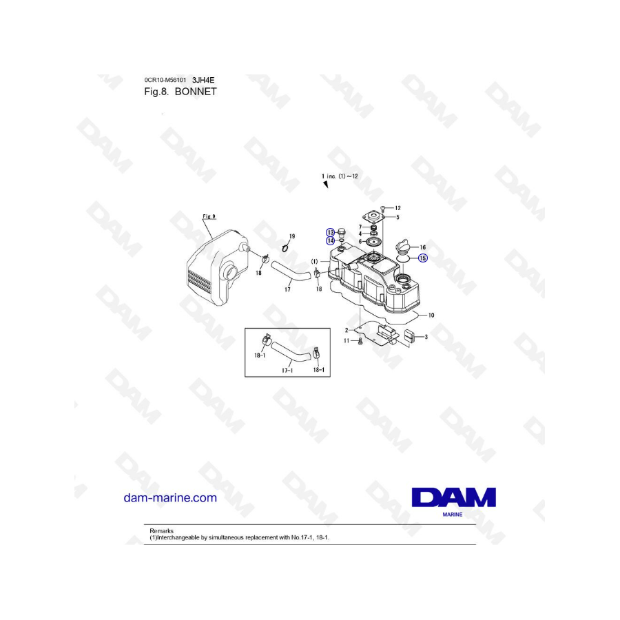 Yanmar 3JH4E - BONNET