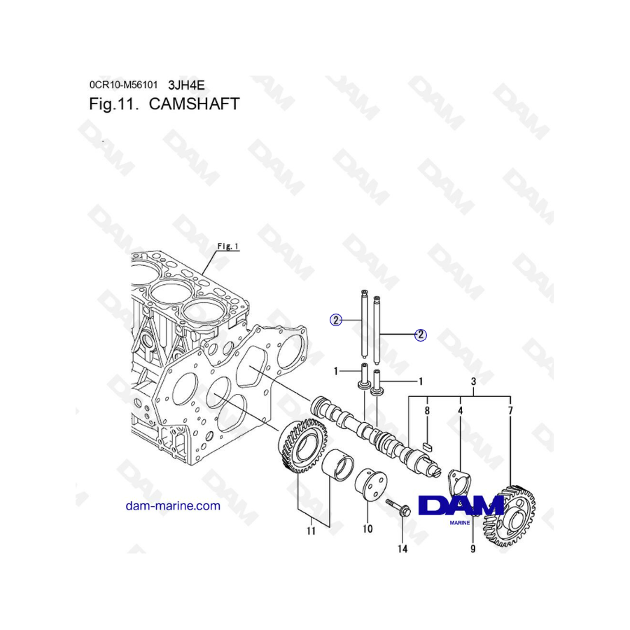 Yanmar 3JH4E - ÁRBOL DE LEVAS