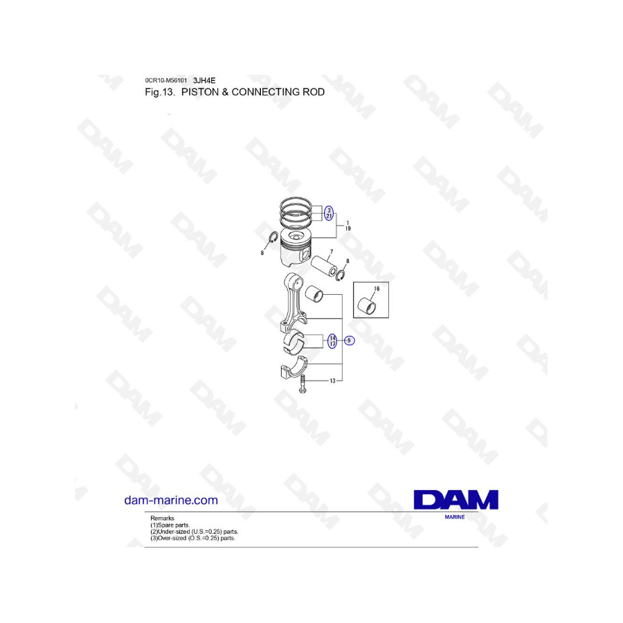 Yanmar 3JH4E - PISTÓN Y BIELA