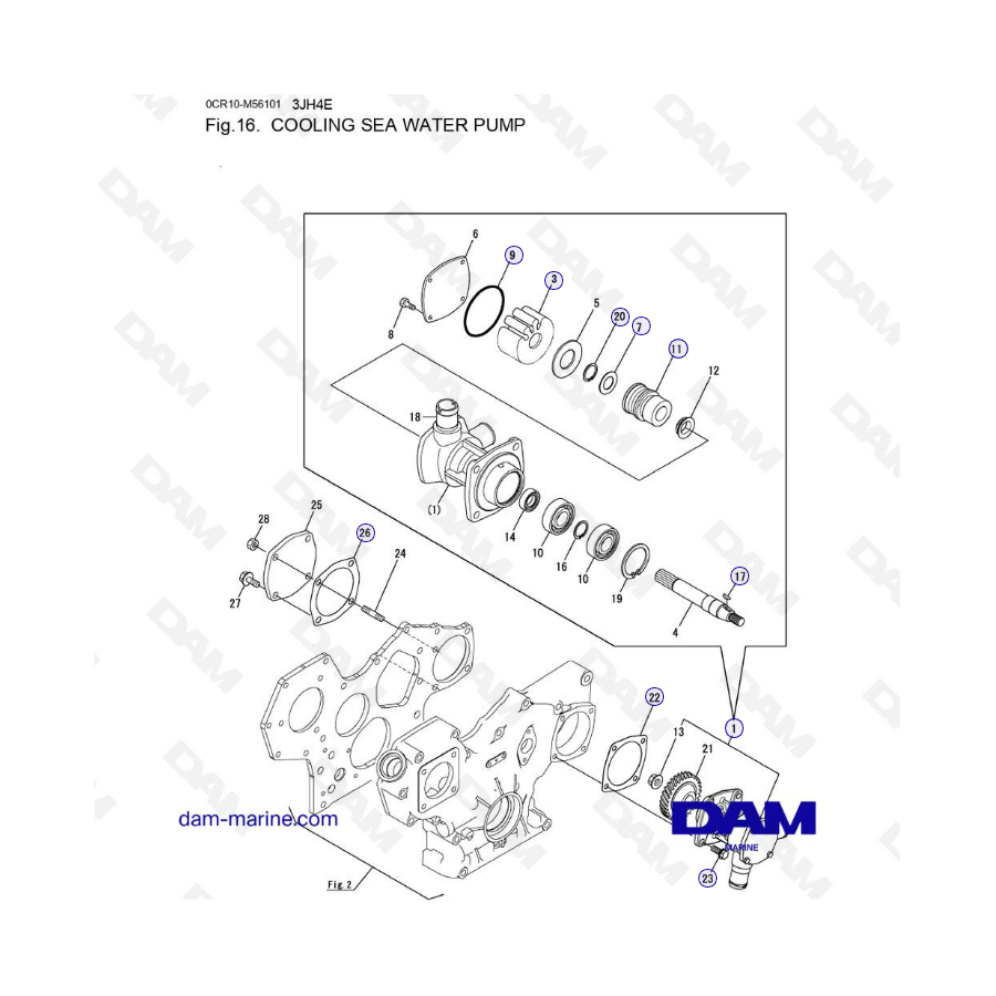 Yanmar 3JH4E - COOLING SEA WATER PUMP