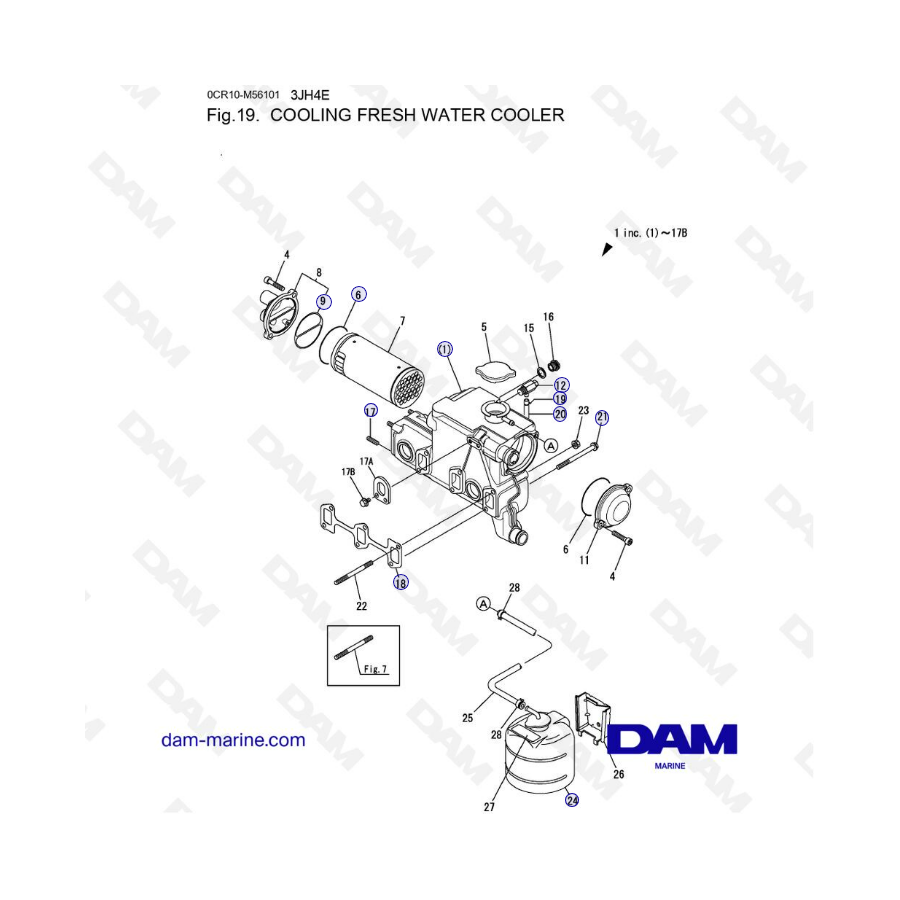 Yanmar 3JH4E - COOLING FRESH WATER COOLER