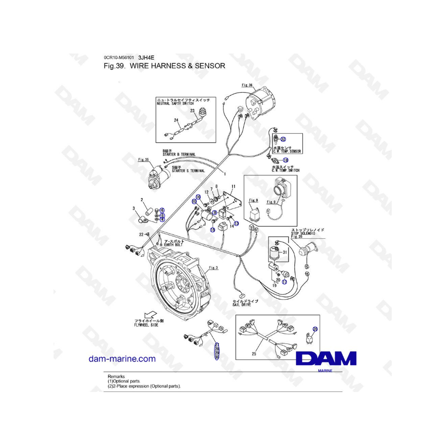 Yanmar 3JH4E - MAZO DE CABLES Y SENSOR