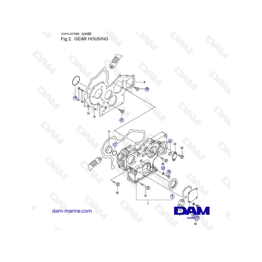 Yanmar 3JH5E - GEAR HOUSING