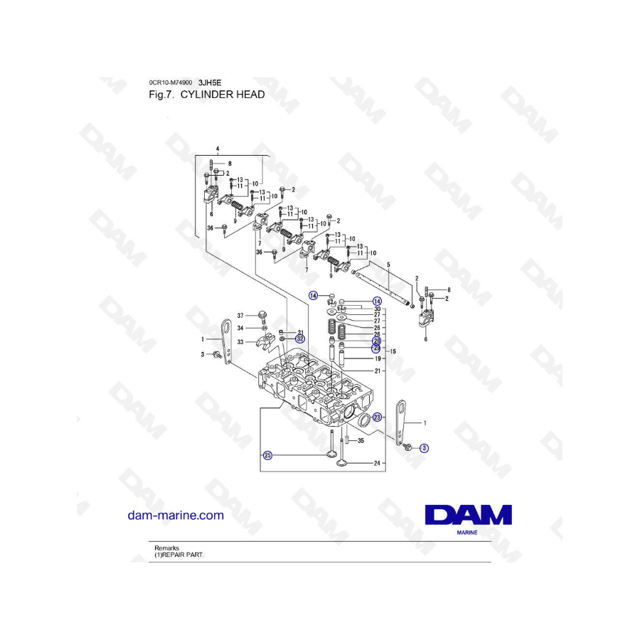 Yanmar 3JH5E - CULATA