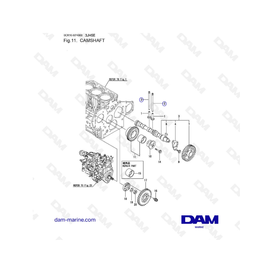 Yanmar 3JH5E - ÁRBOL DE LEVAS