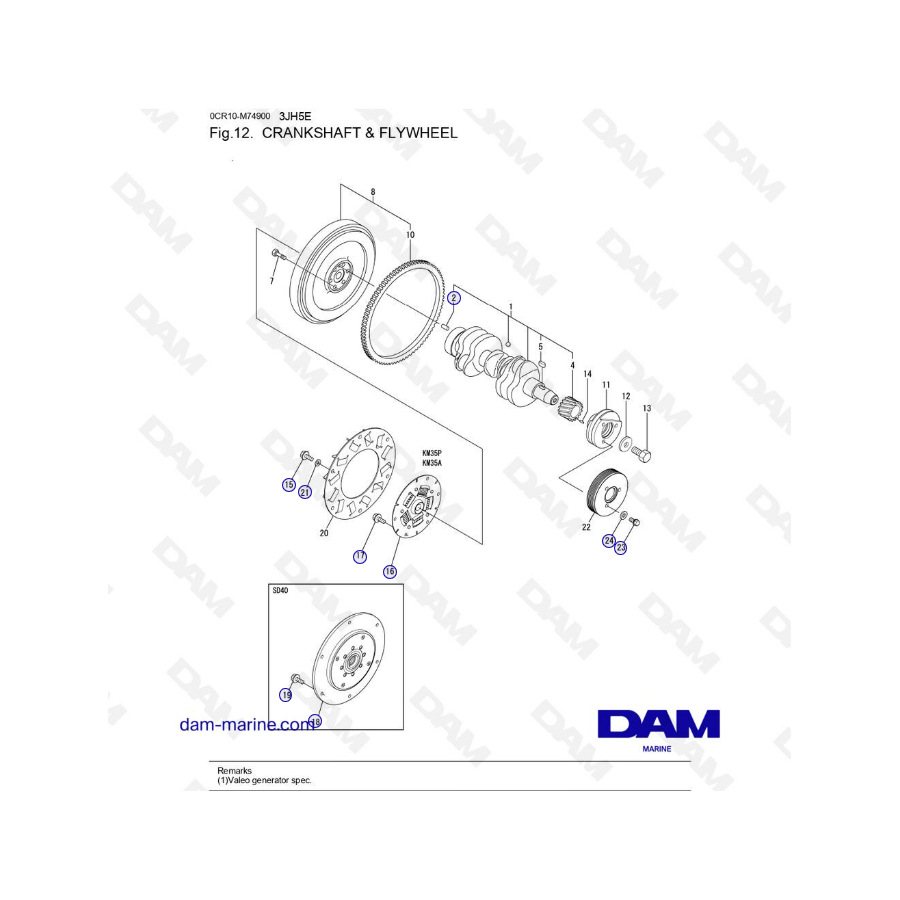 Yanmar 3JH5E - CIGÜEÑAL Y VOLANTE