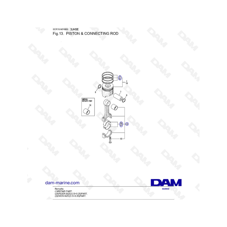 Yanmar 3JH5E - PISTÓN Y BIELA