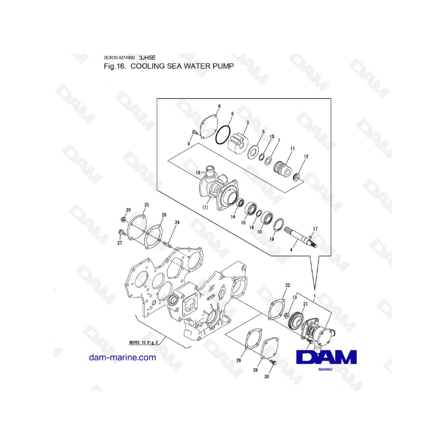 Yanmar 3JH5E - COOLING WATER PUMP