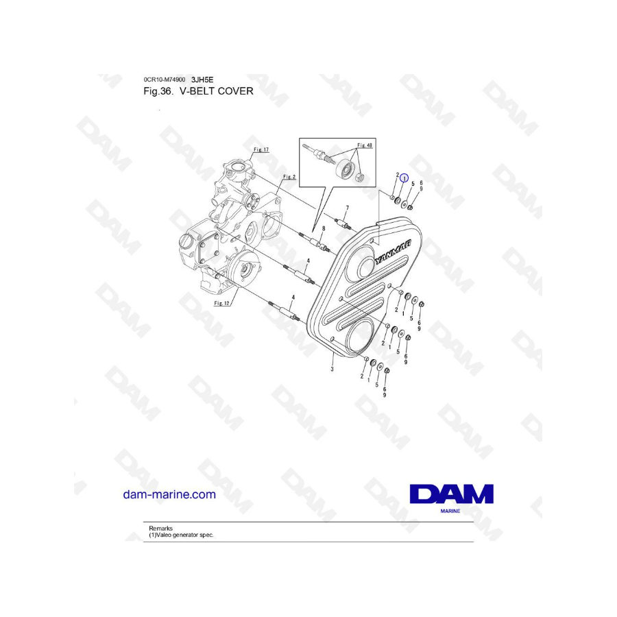 Yanmar 3JH5E - CUBIERTA BELT V