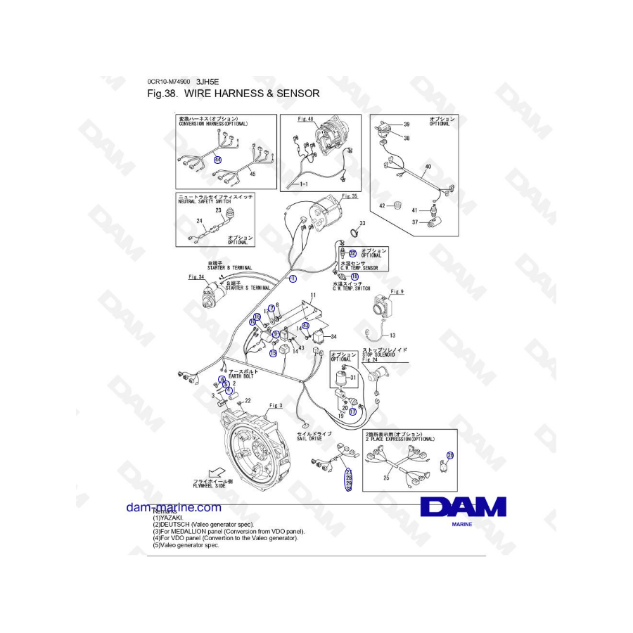 Yanmar 3JH5E - MAZO DE CABLES Y SENSOR