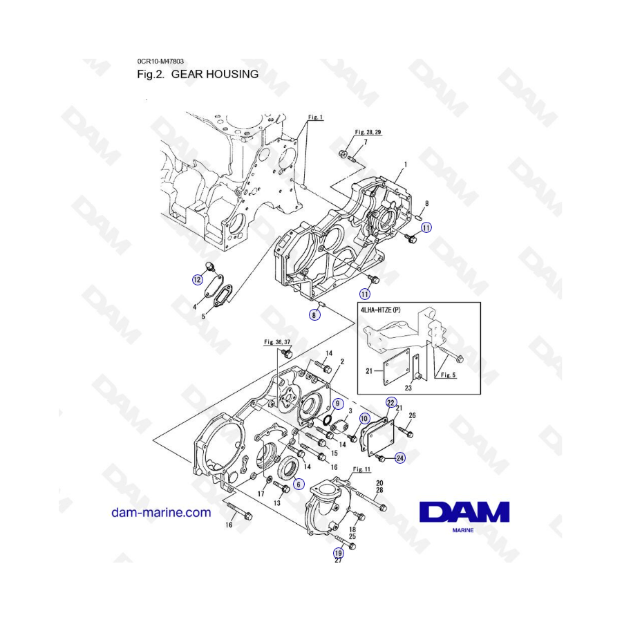 Yanmar 4LHA - CAJA DE ENGRANAJES