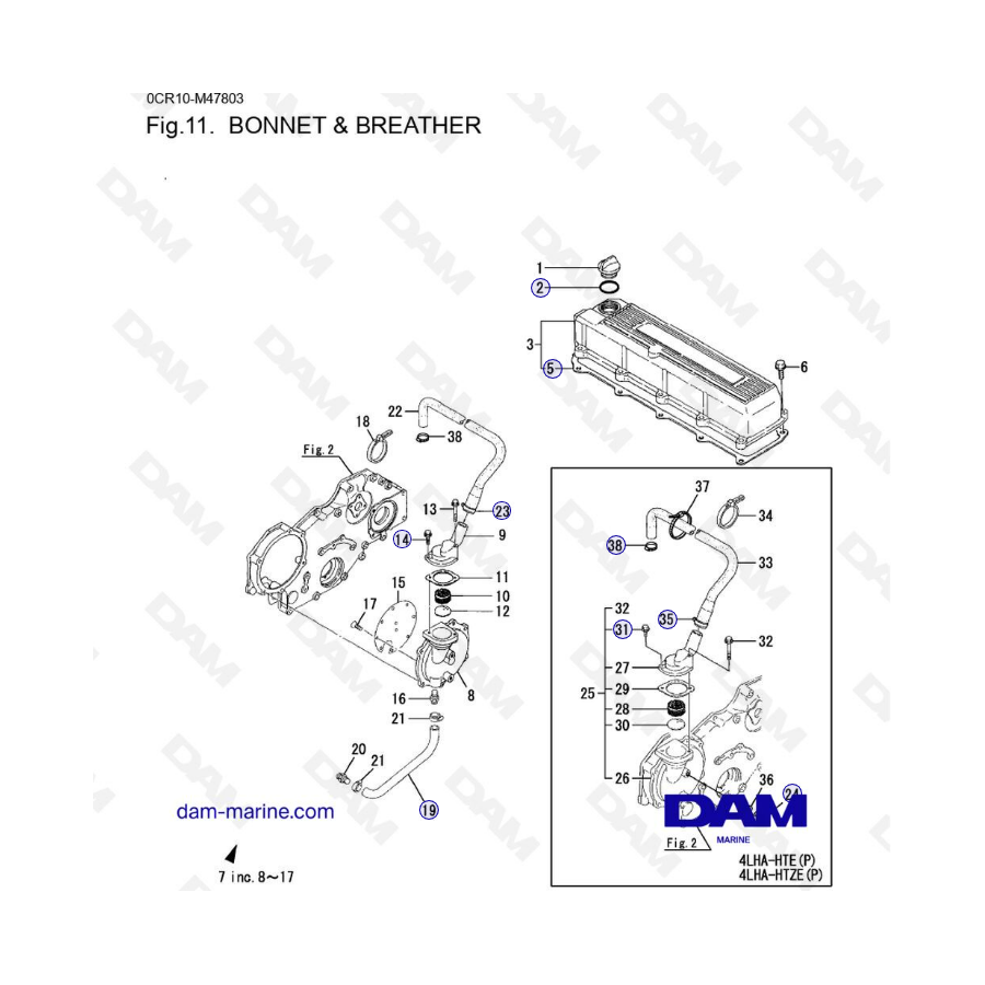 Yanmar 4LHA - BONNET & BREATHER