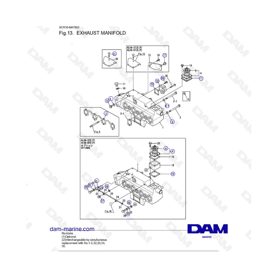 Yanmar 4LHA - EXHAUST MANIFOLD