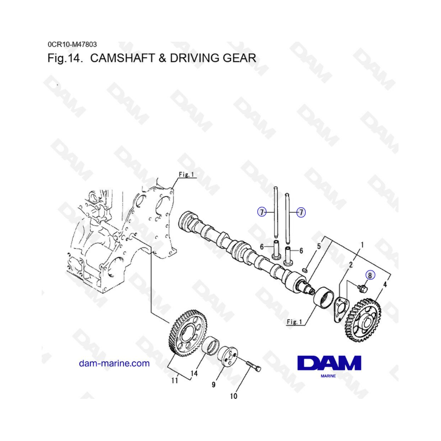 Yanmar 4LHA - ÁRBOL DE LEVAS Y ENGRANAJE IMPULSOR