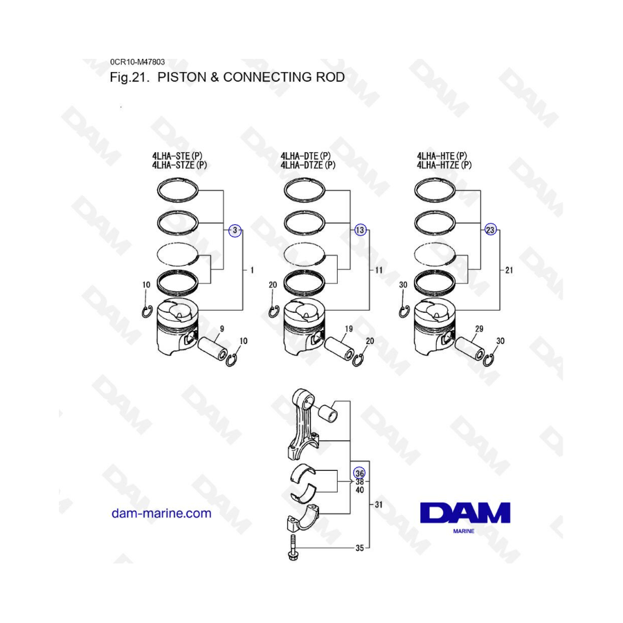 Yanmar 4LHA - PISTON and CONNECTING ROD