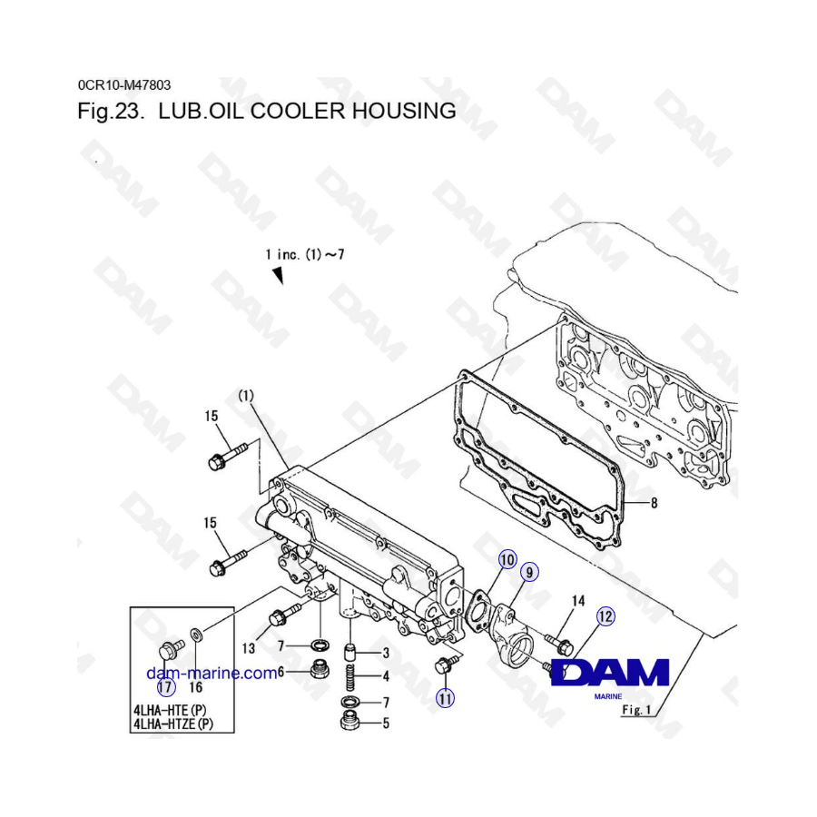 Yanmar 4LHA - LUB. OIL COOLER HOUSING