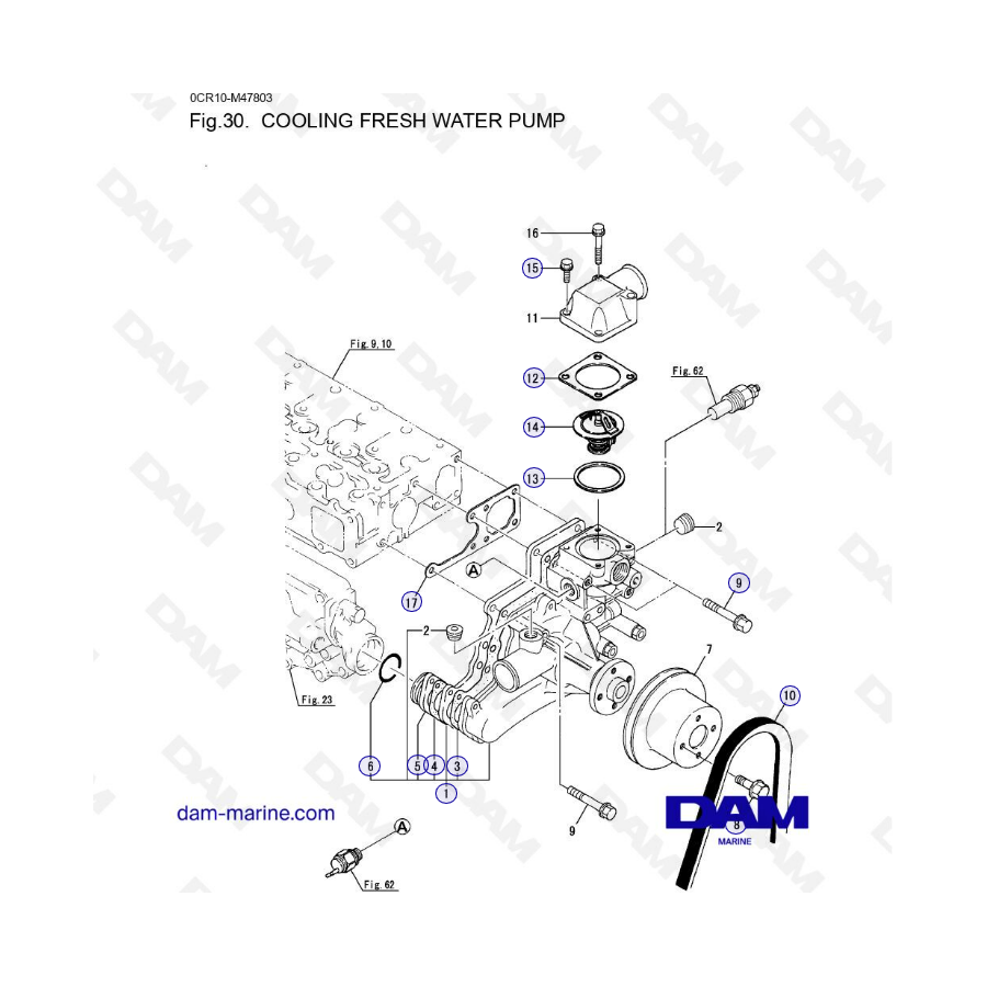 Yanmar 4LHA - COOLING FRESH WATER PUMP