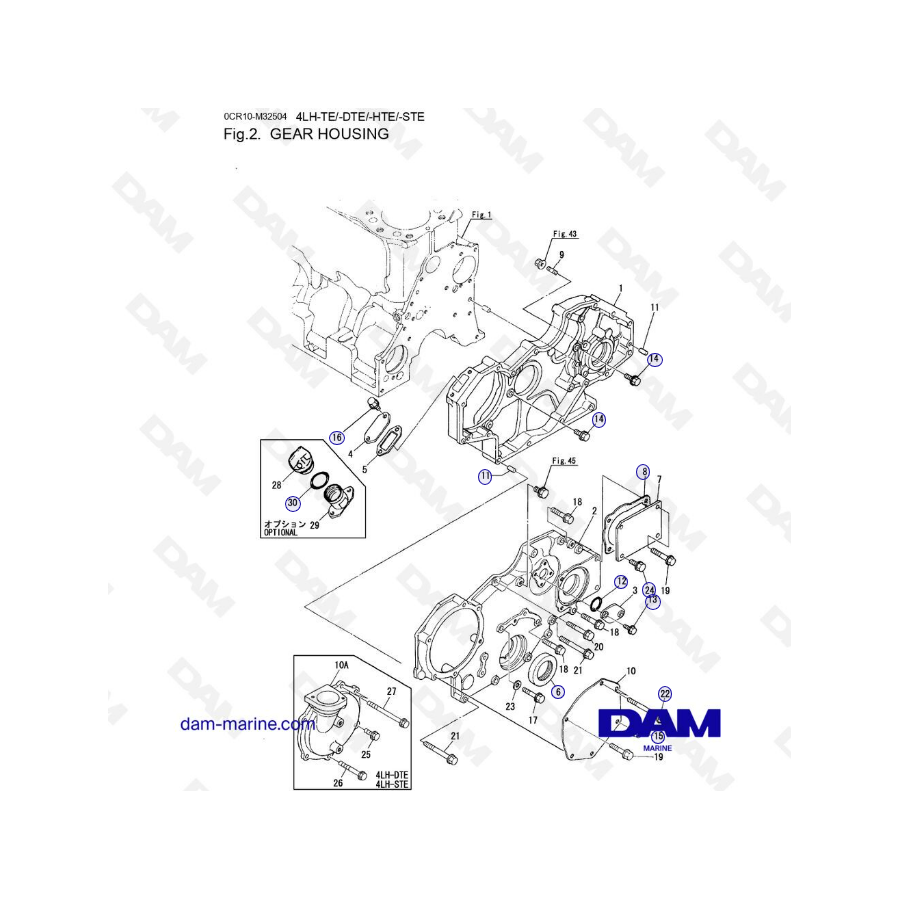 Yanmar 4LH - CAJA DE ENGRANAJES