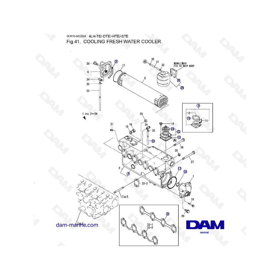 Yanmar 4LH - REFRIGERACIÓN ENFRIADOR DE AGUA DULCE