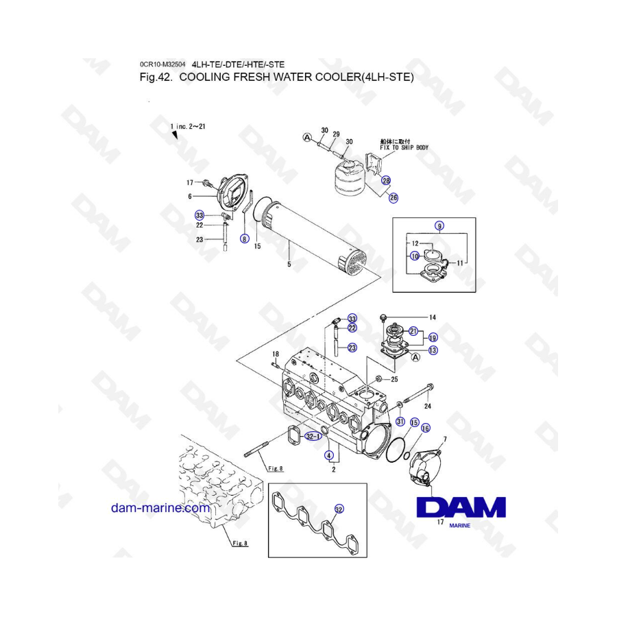 Yanmar 4LH-HTE - REFRIGERACIÓN ENFRIADOR DE AGUA DULCE