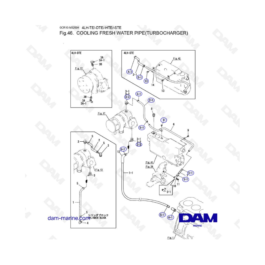 Yanmar 4LH - TUBO DE AGUA DULCE DE REFRIGERACIÓN