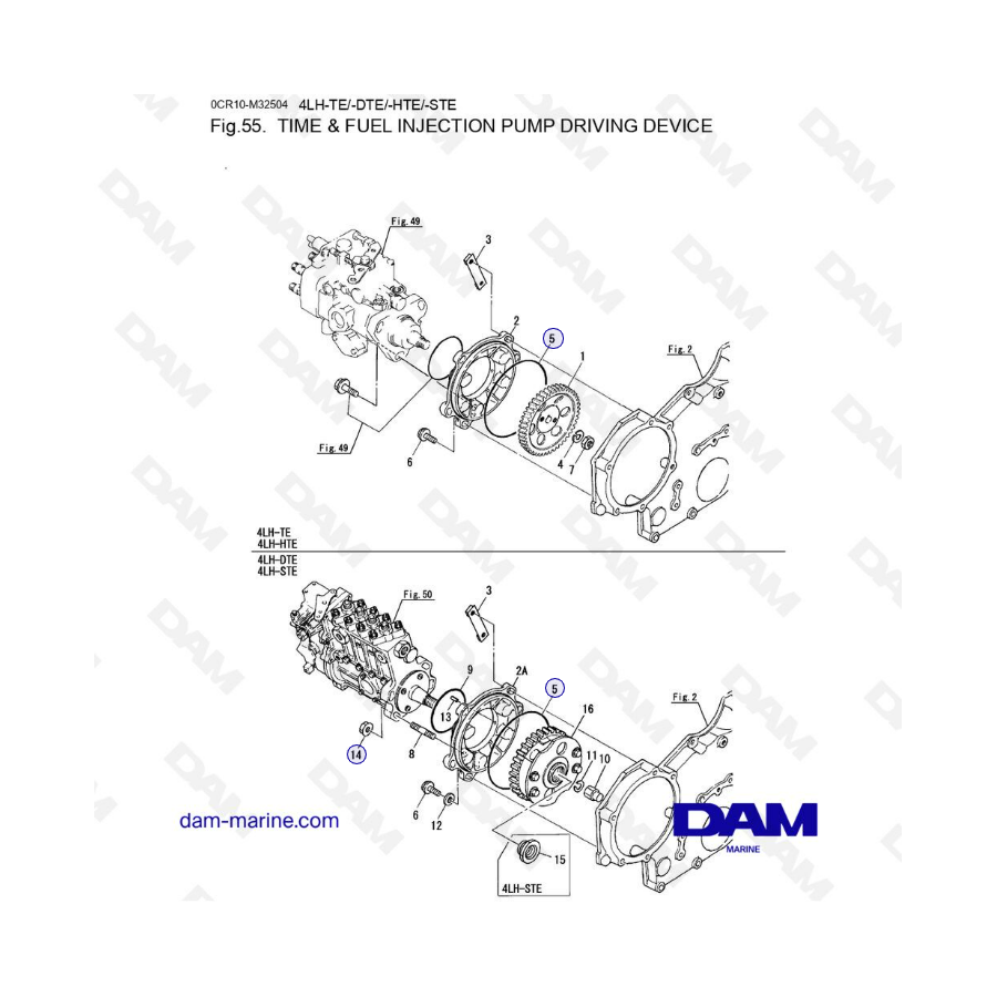 Yanmar 4LH - DISPOSITIVO DE ACCIONAMIENTO DE LA BOMBA DE INYECCIÓN DE TIEMPO Y COMBUSTIBLE