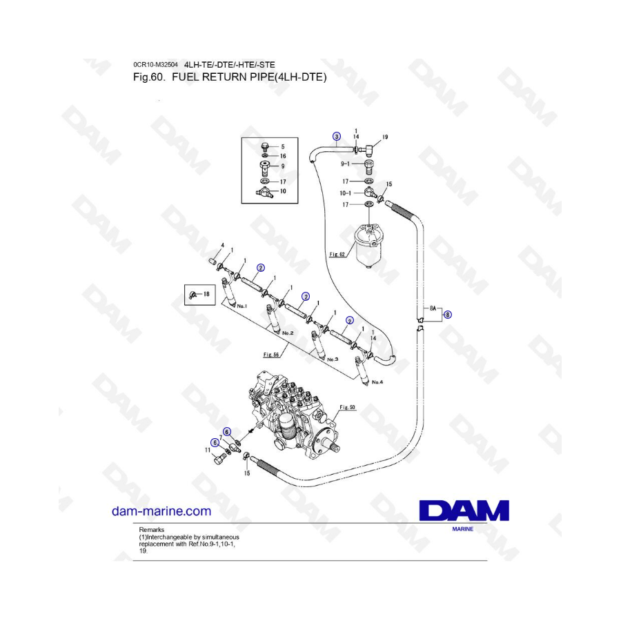 Yanmar 4LH-DTE - FUEL RETURN PIPE