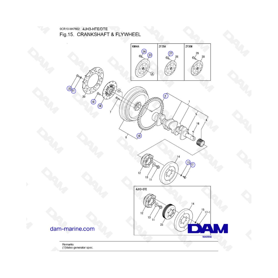 Yanmar 4JH3 - CRANKSHAFT & FLYWHEEL