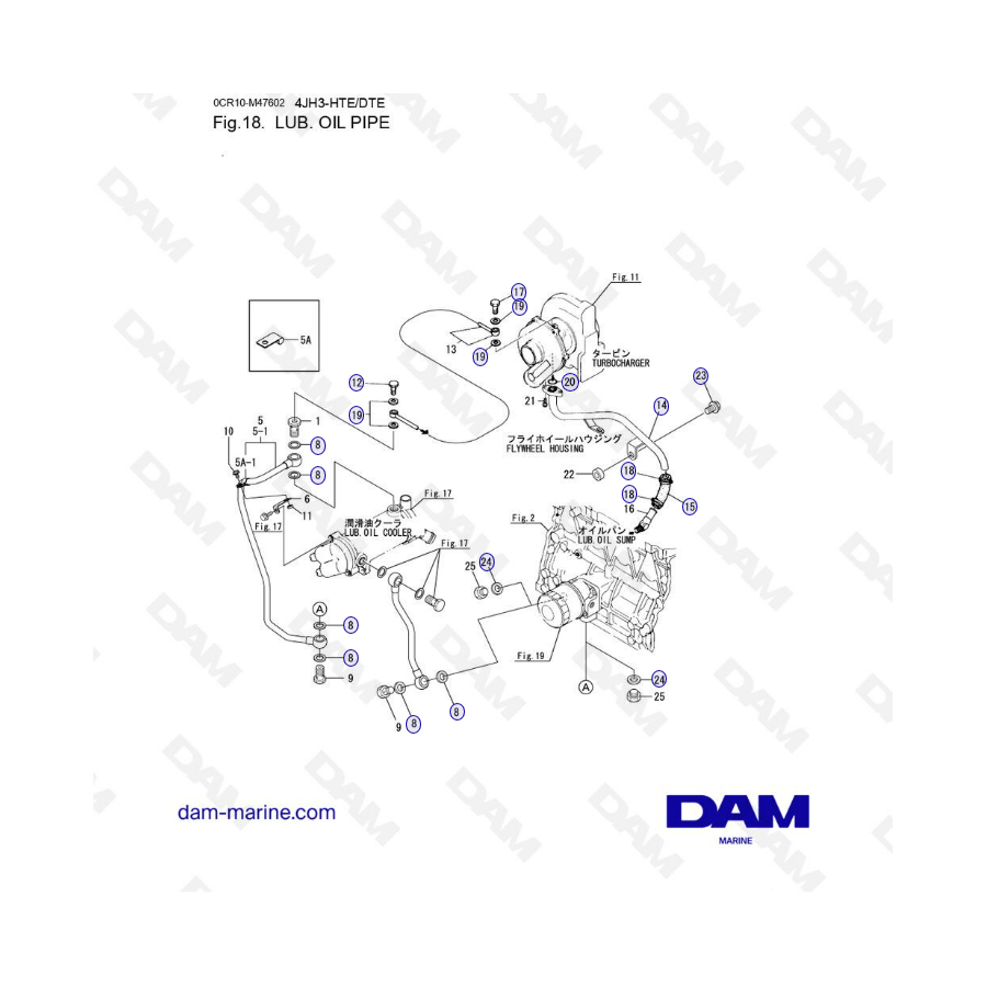 Yanmar 4JH3 - LUB.OIL PIPE