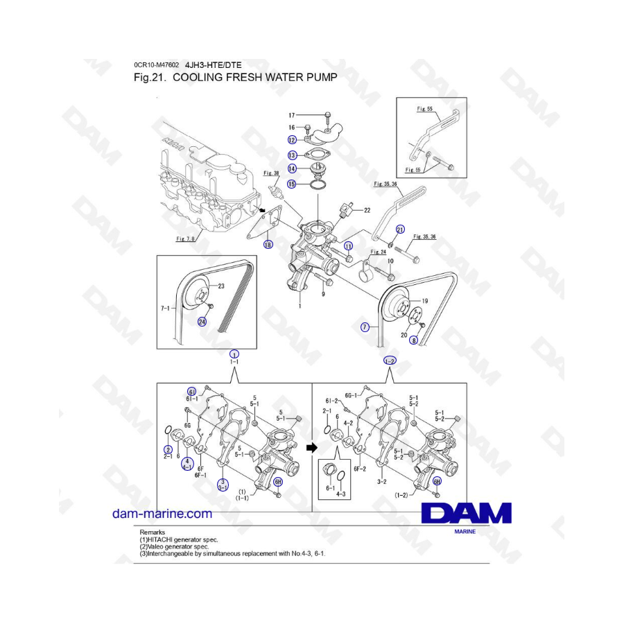 Yanmar 4JH3 - COOLING FRESH WATER PUMP