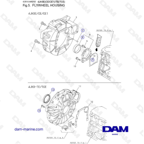 Yanmar 4JH3-E - CARCASA DEL VOLANTE