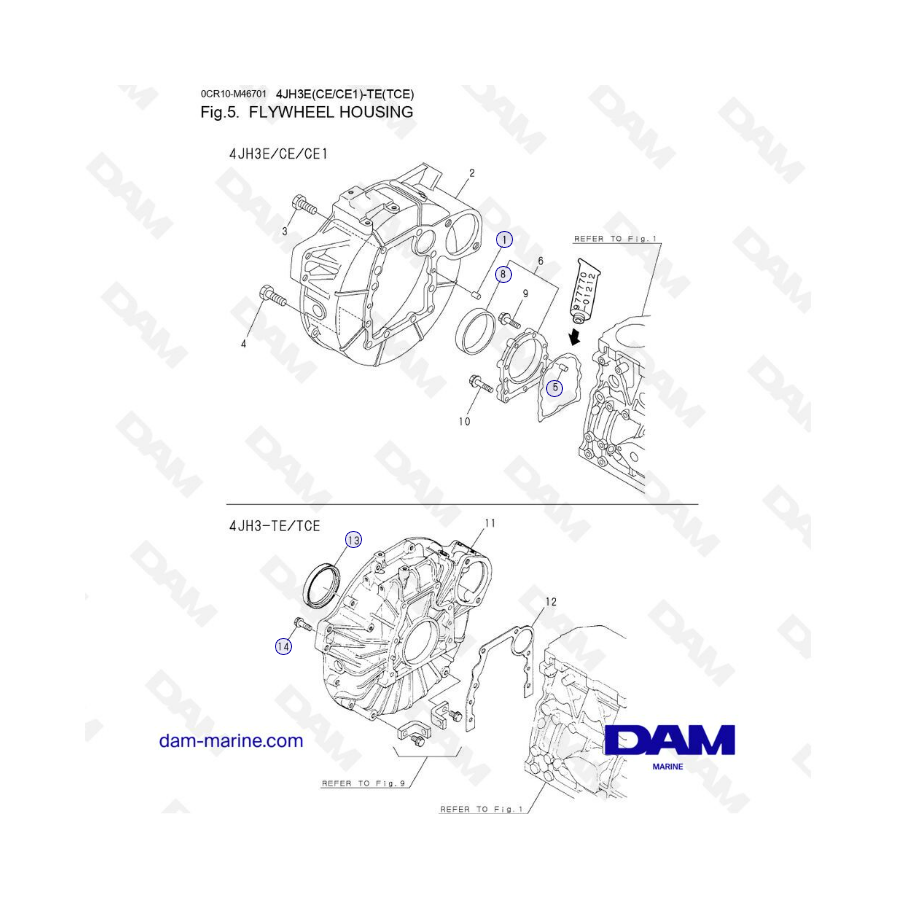 Yanmar 4JH3-E - CARCASA DEL VOLANTE